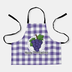 Grape on Violet Plaid - Happy Thanksgiving Schürze