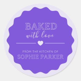 Grape Purple Baked With Love Scallop Sticker