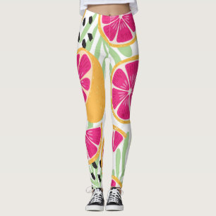 Grapefruit & Blätter: Tropisch Vintag Leggings