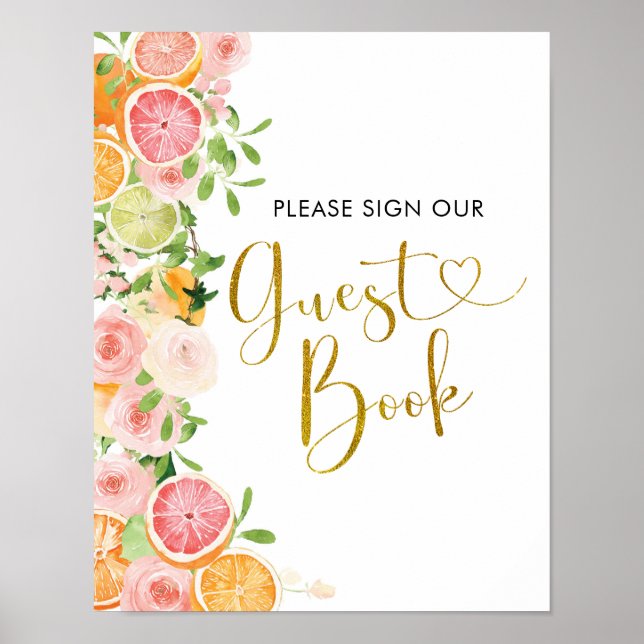 Grapefruit Citrus Brautparty Gästebuch (Vorne)