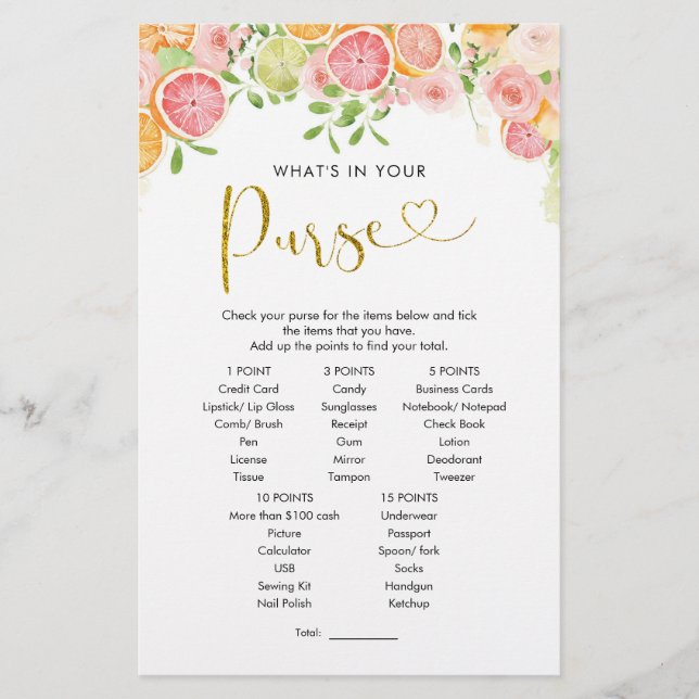 Grapefruit Citrus Brautparty Purgame (Vorderseite)