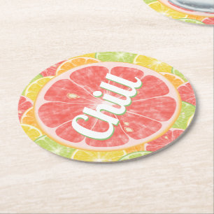 Grapefruit Citrus Slices Chill Runder Pappuntersetzer