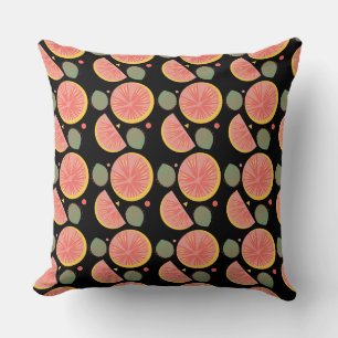 Grapefruit-Garten-Grünzeug Obst Schwarz Kissen