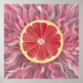 Grapefruit im rosa Hintergrund, lebhaft und frisch Poster