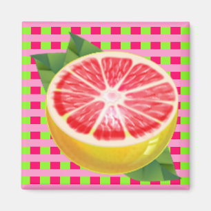 Grapefruit Kariert Magnet