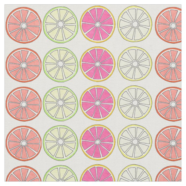 Grapefruit Lemon Limon Orange Citrus Fruchtscheibe Stoff (Nahaufnahme)