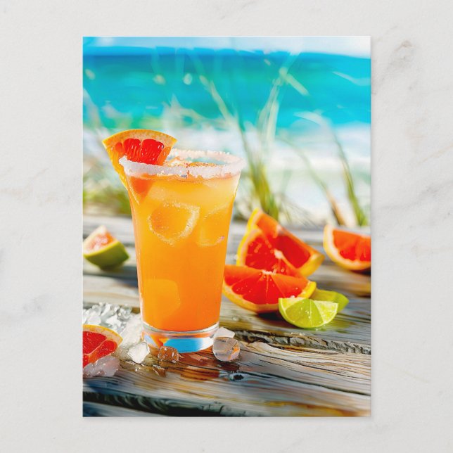 Grapefruit Margarita - Strandgetränk Feiertagspostkarte (Vorderseite)