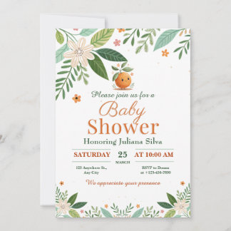 Grapefruit Orange Citrus Kleine Süsse Babydusche Einladung