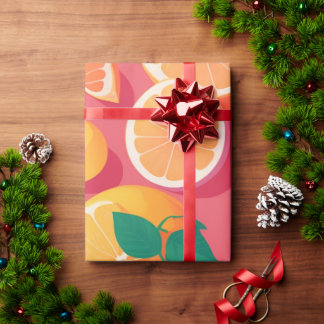 Grapefruit Retro Personalisiertes Muster Geschenkpapier