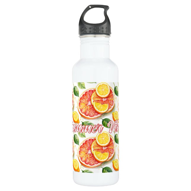 Grapefruit und Lemons Summer Vibes Edelstahlflasche (Vorderseite)