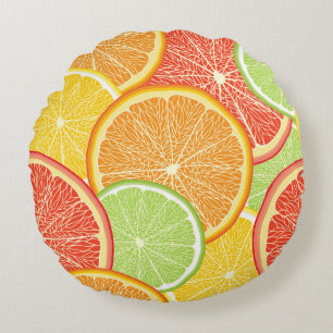 Grapefruit und orange abstrakter Hintergrund. Rundes Kissen
