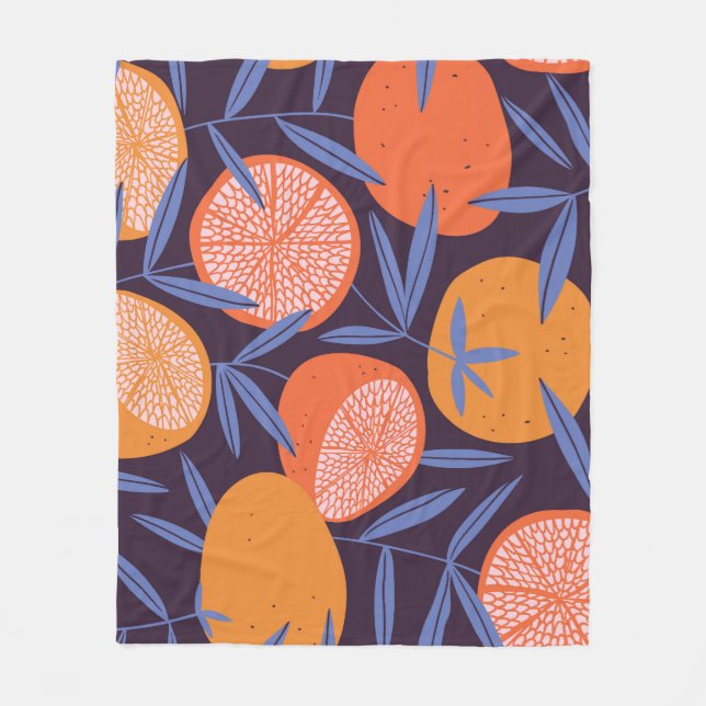 Grapefruit Vintag, tropisches Fruchtmuster. Fleecedecke (Vorderseite)