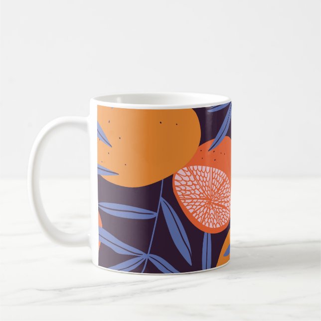 Grapefruit Vintag, tropisches Fruchtmuster. Kaffeetasse (Links)
