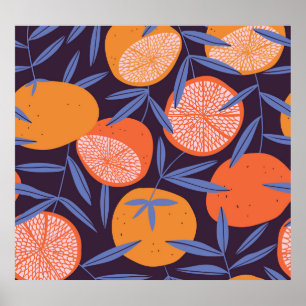 Grapefruit Vintag, tropisches Fruchtmuster. Poster