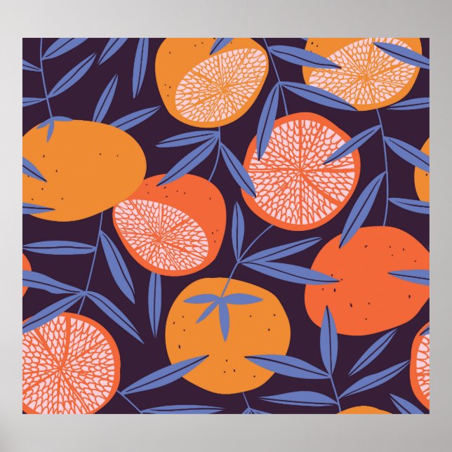Grapefruit Vintag, tropisches Fruchtmuster. Poster (Vorne)
