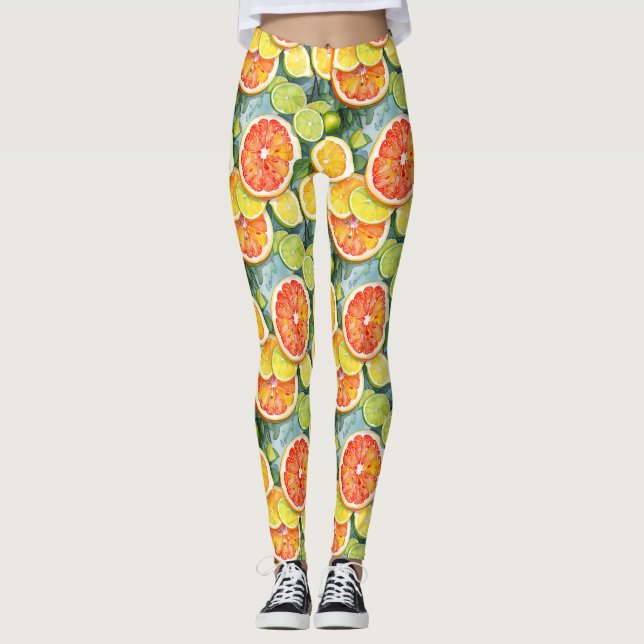 Grapefruit, Zitronen, Limonen und Orangen Citrus Leggings (Vorderseite)