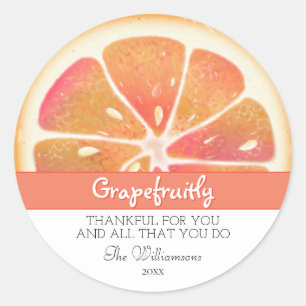 Grapefruit Zitrusfrucht   Danke Runder Aufkleber