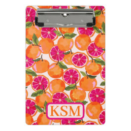 Grapefruitfarbenmonogramm Mini Klemmbrett