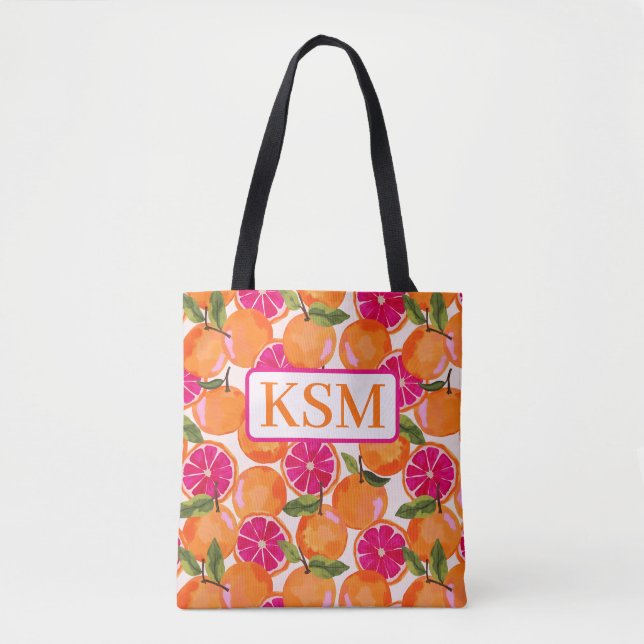 Grapefruitfarbenmonogramm Tasche (Vorderseite)