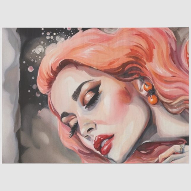 Grapefruitgoddess Pink Hair Decoupage Seidenpapier (Vorderseite)