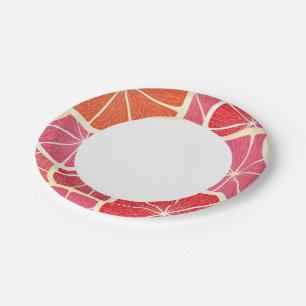 Grapefruits Vintager Hintergrund Pappteller