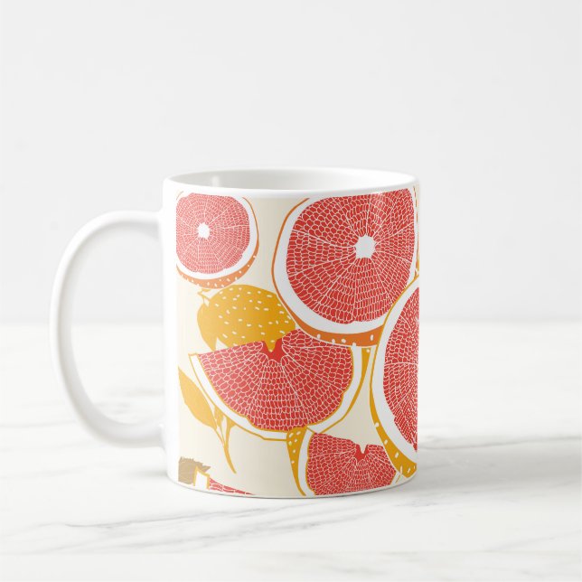 Grapefruitscheiben mit Blätter Kaffeetasse (Links)