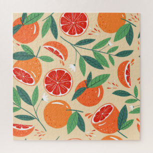 Grapefruitscheiben, modernes, nahtloses Muster.
