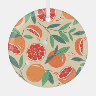 Grapefruitscheiben, modernes, nahtloses Muster. Ornament Aus Glas