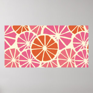 Grapefruitscheiben nahtlos, frische Zitrusfrüchte Poster
