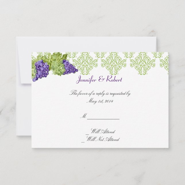 Grapevine Garden Wedding Response Card RSVP Karte (Vorderseite)