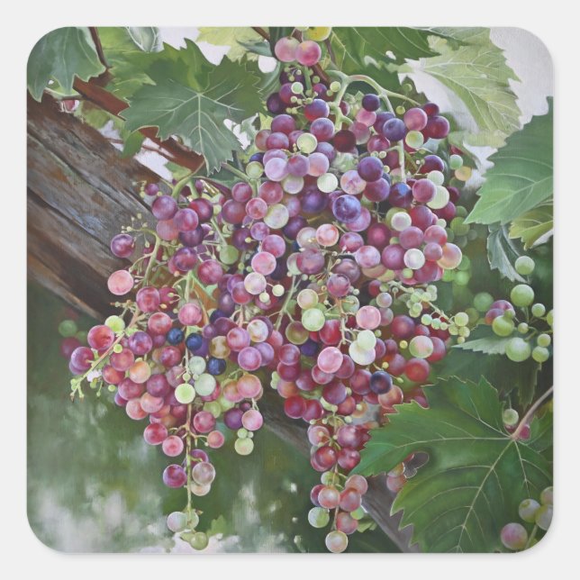 Grapevine Glorie — Hyperrealistische Weinbaukunst  Quadratischer Aufkleber (Vorderseite)