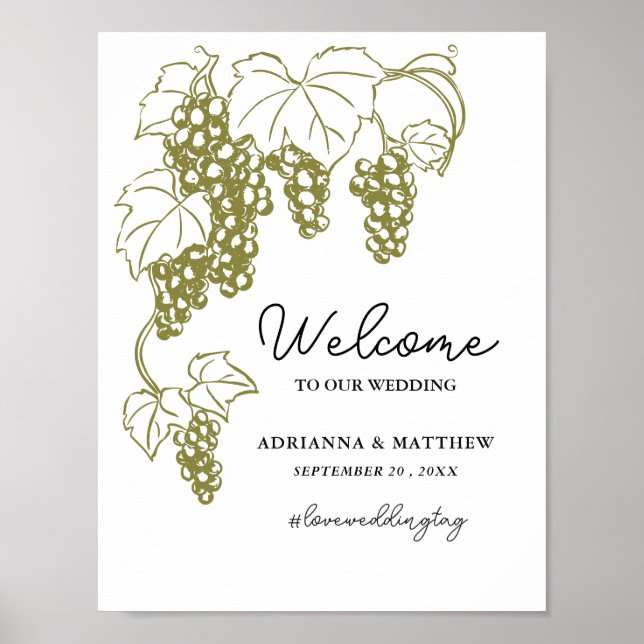 Grapevine | Italien Wedding Sign Poster (Vorne)