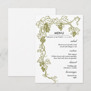 Grapevine Italienisches Hochzeitsmenü Einladung