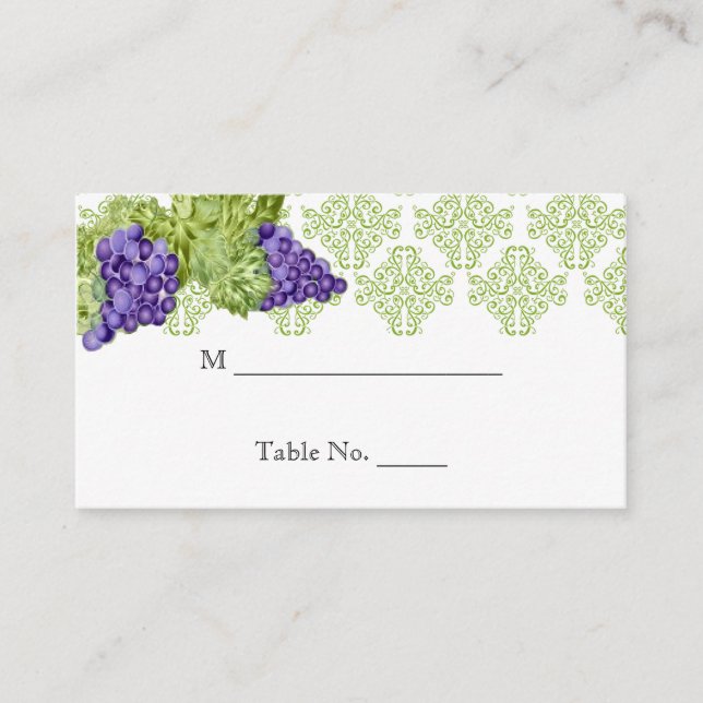 Grapevine Jardin Mariage Carte de lieu (Devant)
