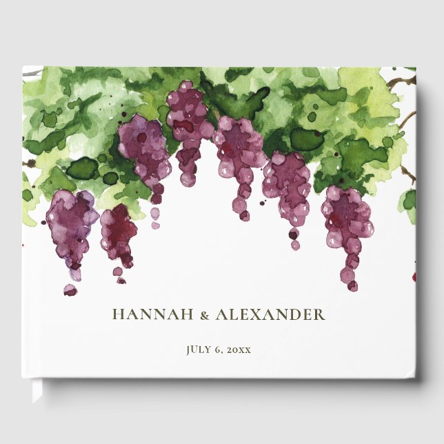 Grapevine Vineyard Wedding Guest Book Keepsake Gästebuch (Vorderseite)