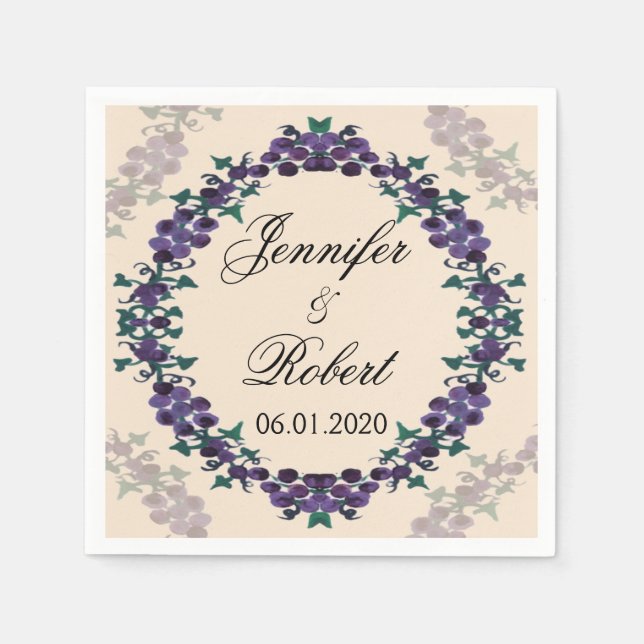Grapevine Wreath Wedding Napkin Serviette (Vorderseite)