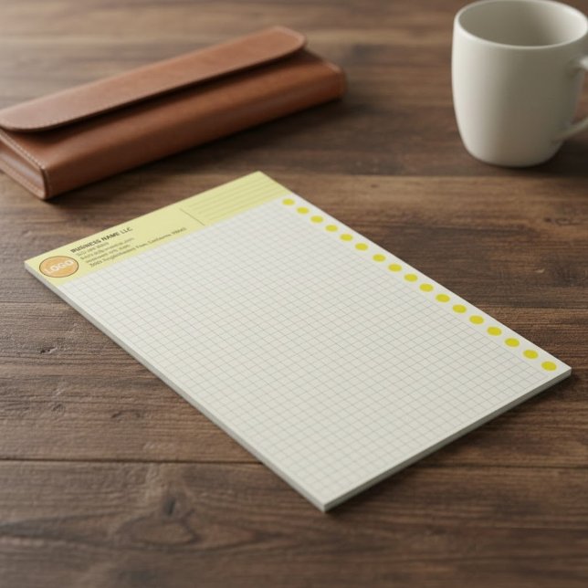 Graph Paper with Logo (Inch Squares) Custom Grid Notizblock (yellow graph paper with logo, custom large grid notepad, branded corporate graph paper)