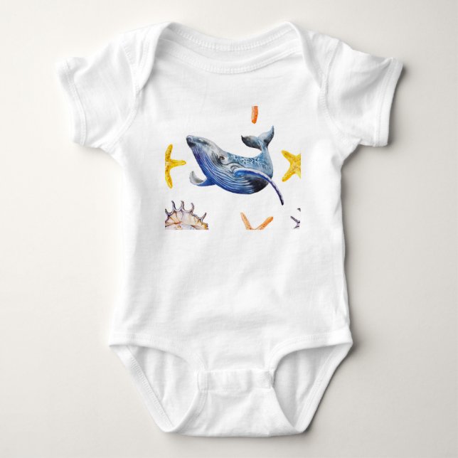 Graph Whale Baby Strampler (Vorderseite)