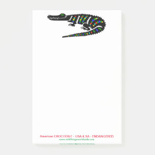 Graphic American CROCODILE - Reptile - Wildlife - Post-it Klebezettel
