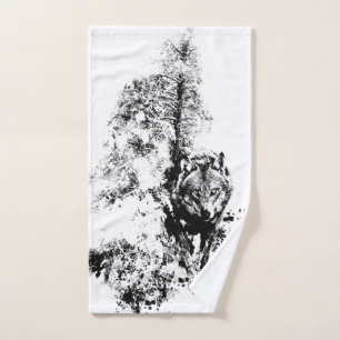 Graphic Art Gray Wolf Wildlife Animal Nature Handtuch