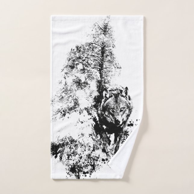 Graphic Art Gray Wolf Wildlife Animal Nature Handtuch (Handtuch)