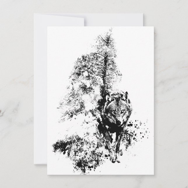 Graphic Art Gray Wolf Wildlife Animal Nature Karte (Vorderseite)