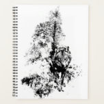 Graphic Art Gray Wolf Wildlife Animal Nature Planer<br><div class="desc">Wenn man Wölfe oder jemanden, den man kennt, Liebe macht, wäre das ein perfektes Geschenk. Grafische Kunstfantasy Stalking Gray Wolf in Schwarz & Weiß</div>