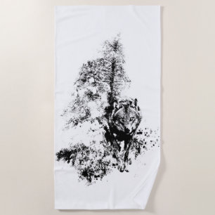Graphic Art Gray Wolf Wildlife Animal Nature Strandtuch