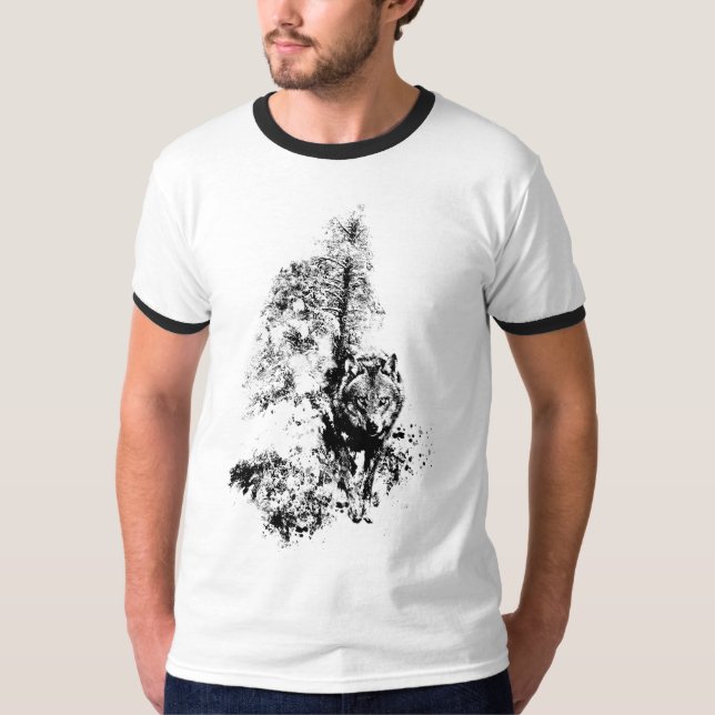 Graphic Art Gray Wolf Wildlife Animal Nature T-Shirt (Vorderseite)