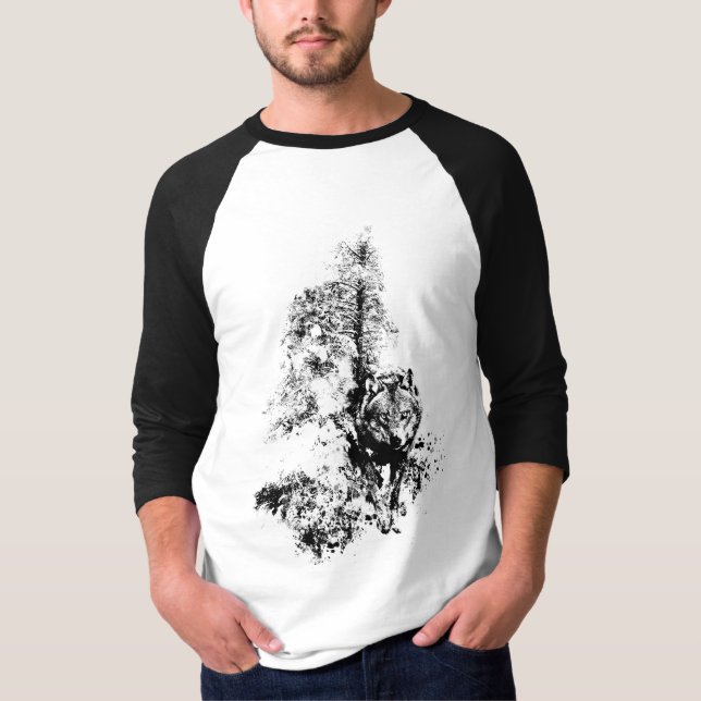 Graphic Art Gray Wolf Wildlife Animal Nature T-Shirt (Vorderseite)