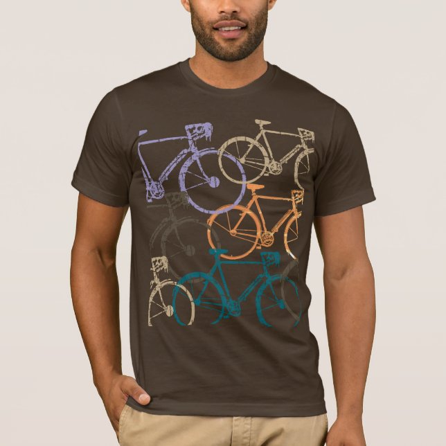 Graphic Bikes Bicycles Brown T - Shirt (Vorderseite)