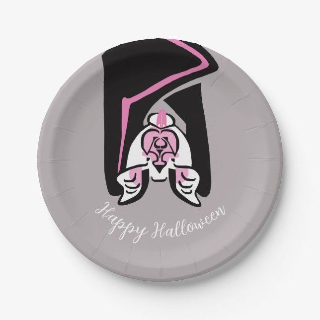 Graphic Black BAT - Happy Halloween - Party Pappteller (Vorderseite)