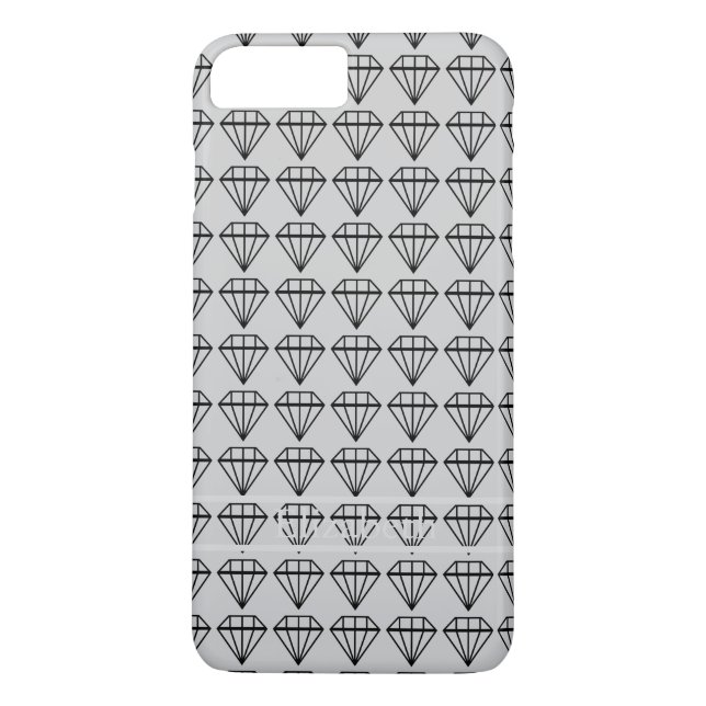 Graphic Black Diamond Initial Personalisiert Silve Case-Mate iPhone Hülle (Rückseite)