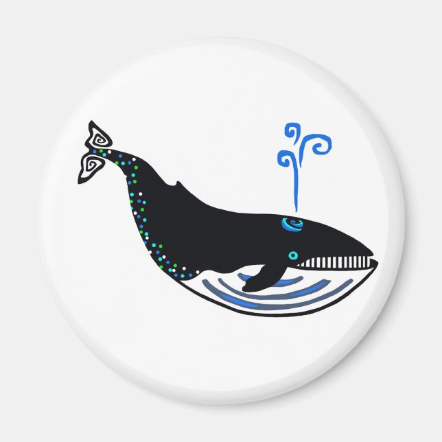 Graphic- Blue WHALE - Gefährdete Tier-Ozean-Blau Magnet (Vorne)